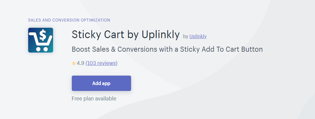 Sticky Cart by Uplinkly Shopify App