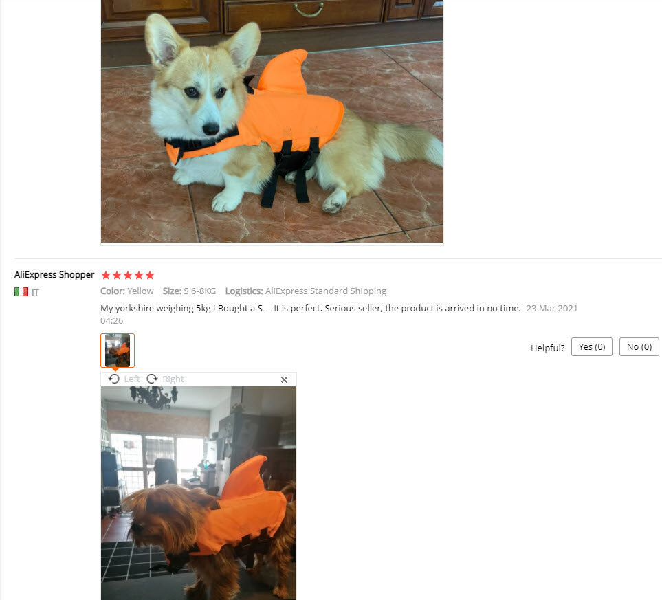 Aliexpress dog life vest picture reviews