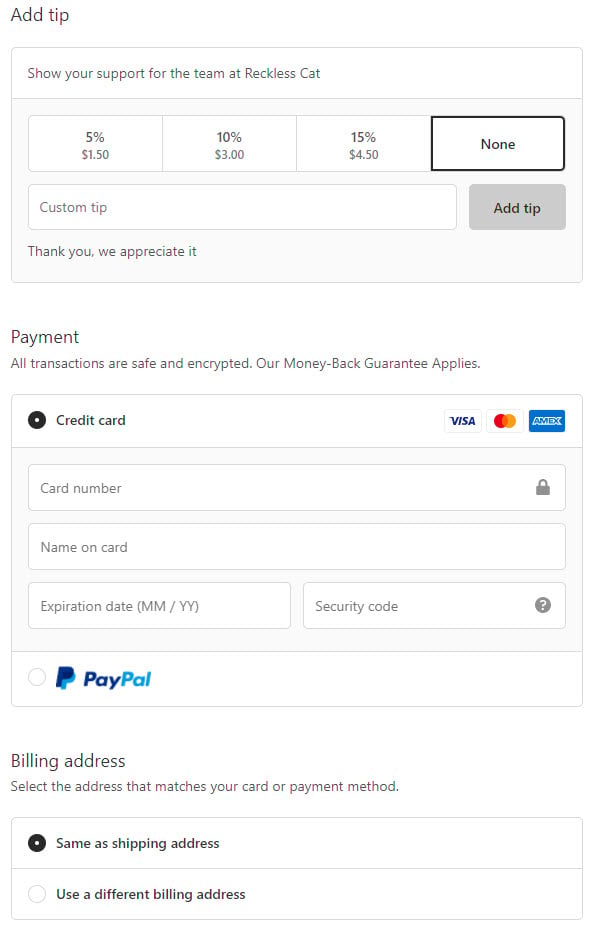 cat couch guard payment page