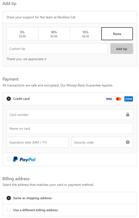 cat couch guard payment page