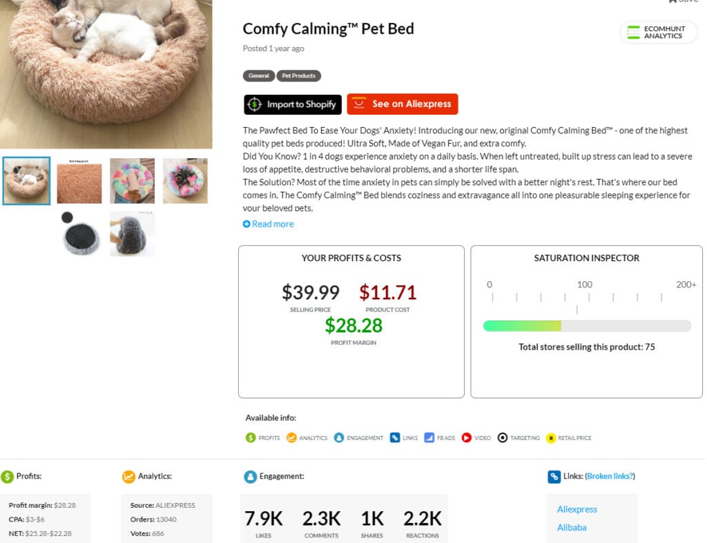 calming pet bed Ecomhunt