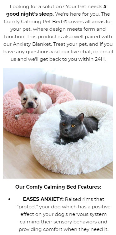 Pet bed product description