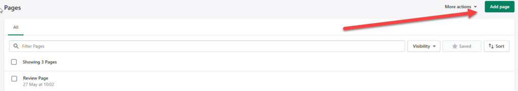 add page on Shopify