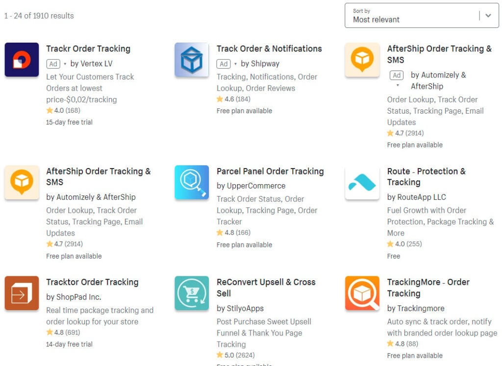 Tracking apps on Shopify