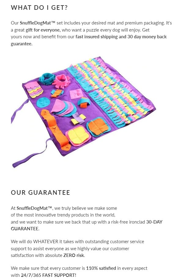 dog play mat guarantees