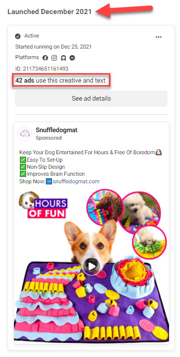 snuffle dog mat december ads facebook ad library