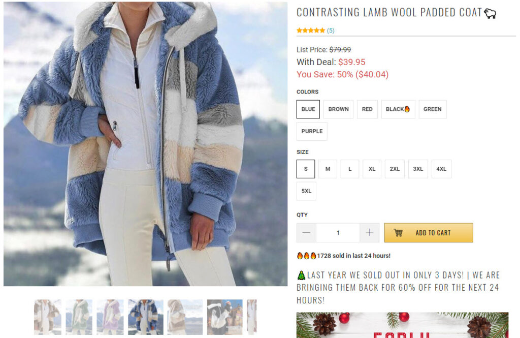 Women's winter wool coat Shopify store