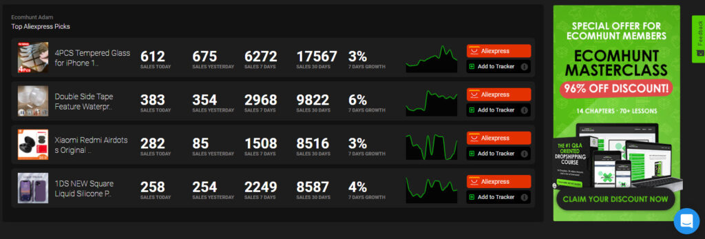 Ecomhunt Top Aliexpress Product Picks