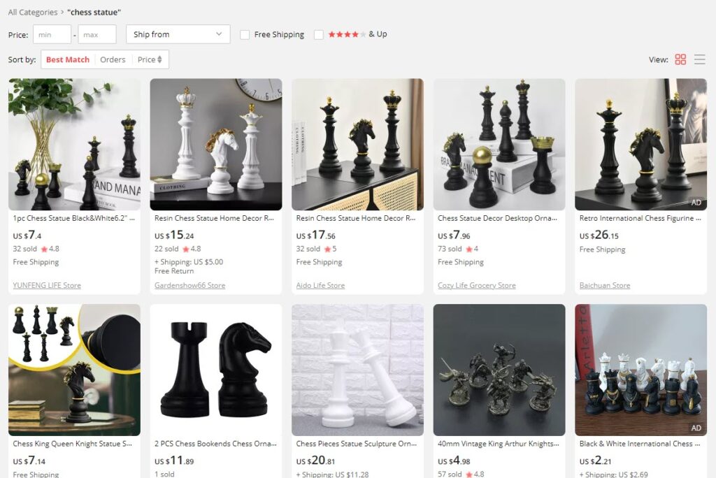 Chess Statue figurines on Aliexpress