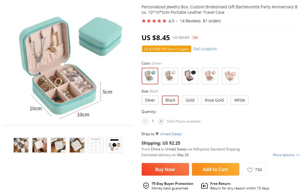 Personalized Jewelry box Aliexpress