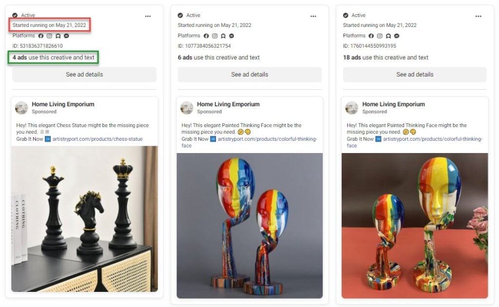 chess statue facebook ad library 2