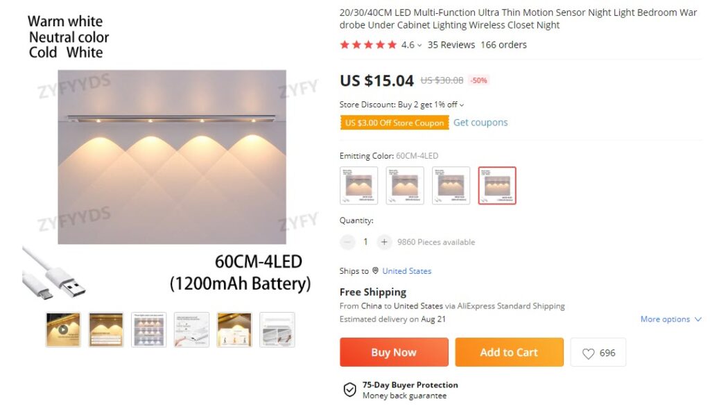 led motion sensor lamp Aliexpress