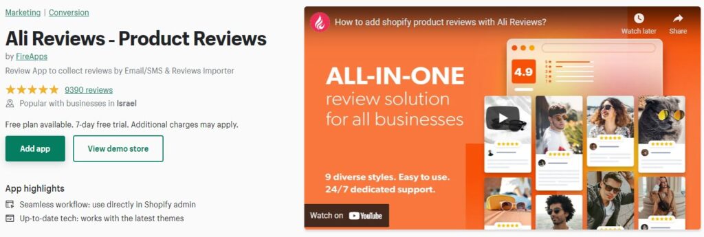 Ali Reviews Shopify app
