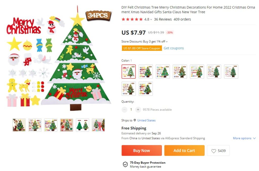 DIY Christmas Tree on Aliexpress