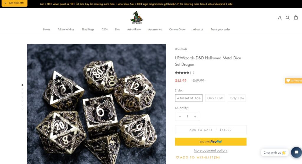 DnD Dragon Dice Set Shopify Store