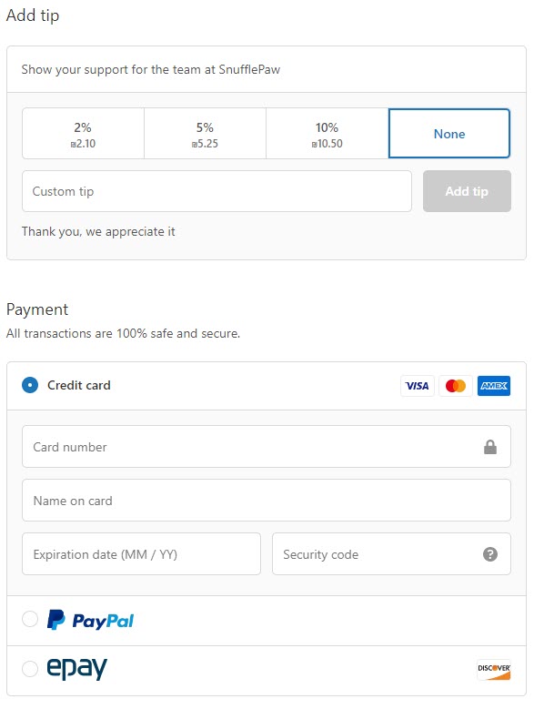 payment page