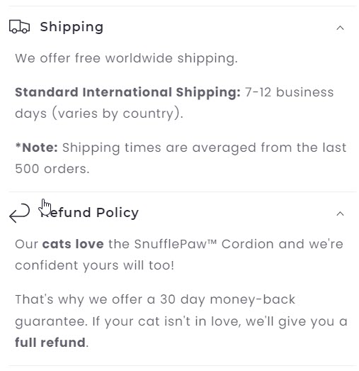 shipping refund policy