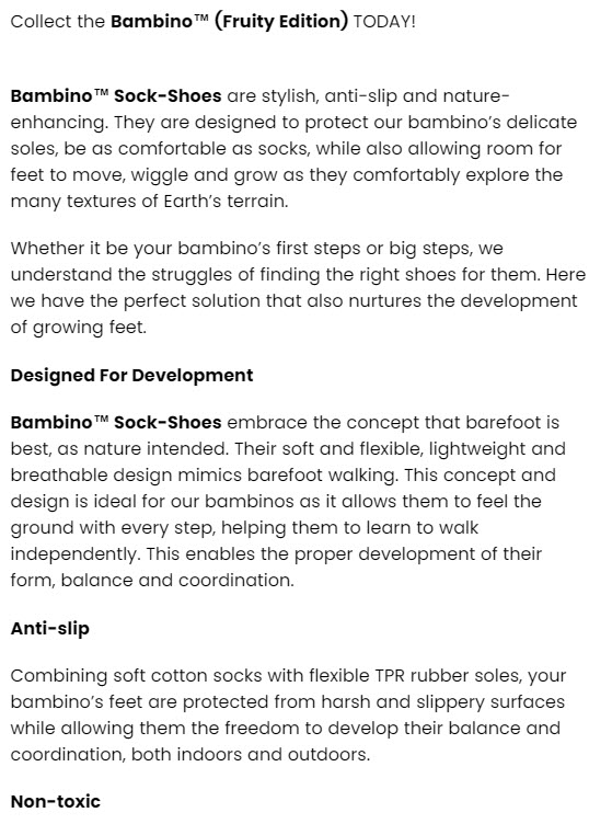 product description baby sock shoes