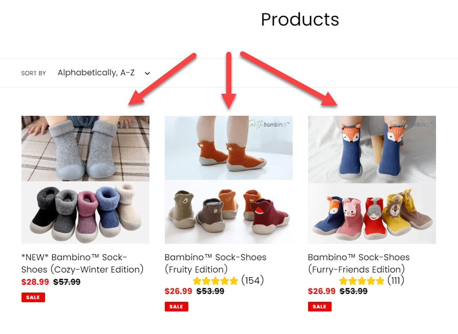 Sock shoes shopify collection page