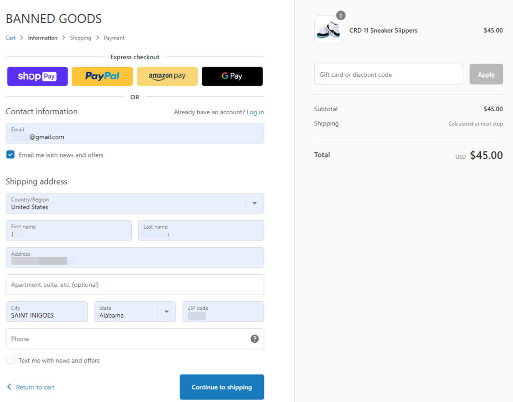 Shopify checkout