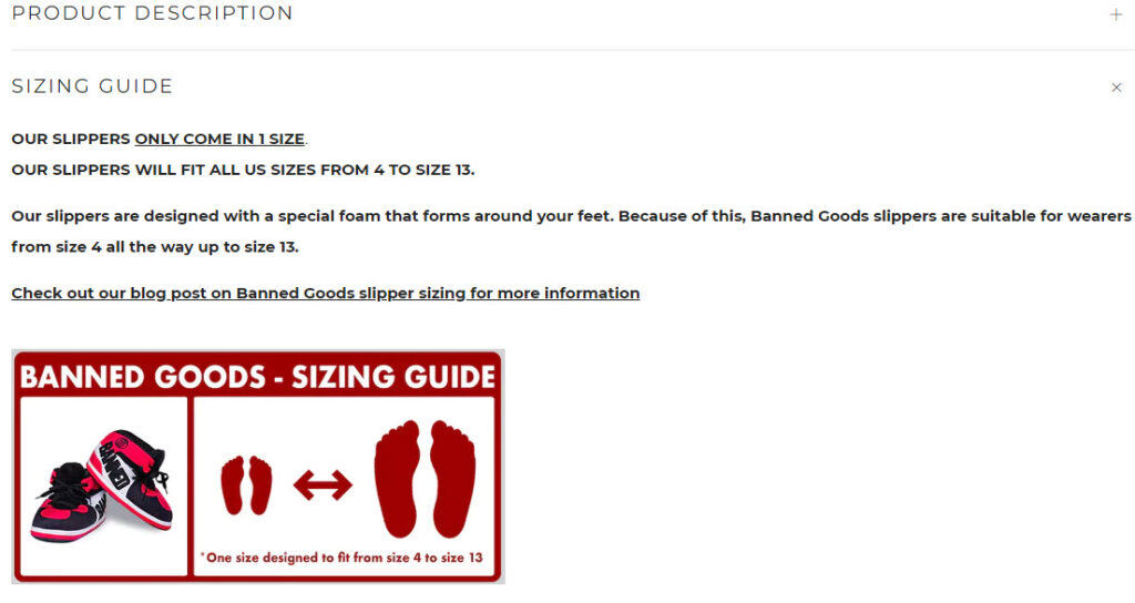 Sizing guide