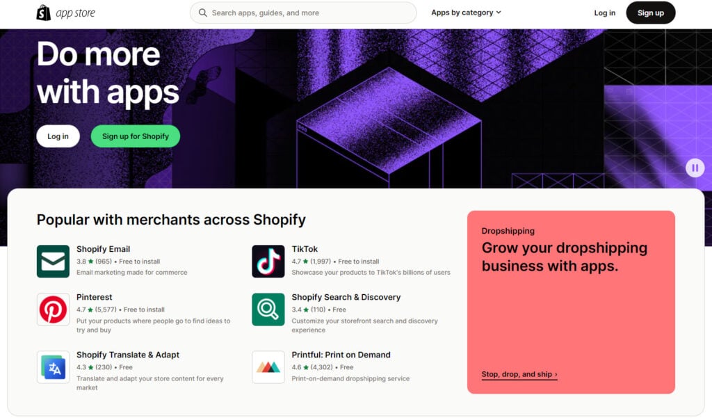 Shopify app store