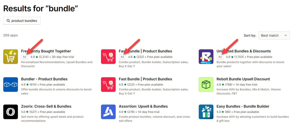Shopify app store paid ads