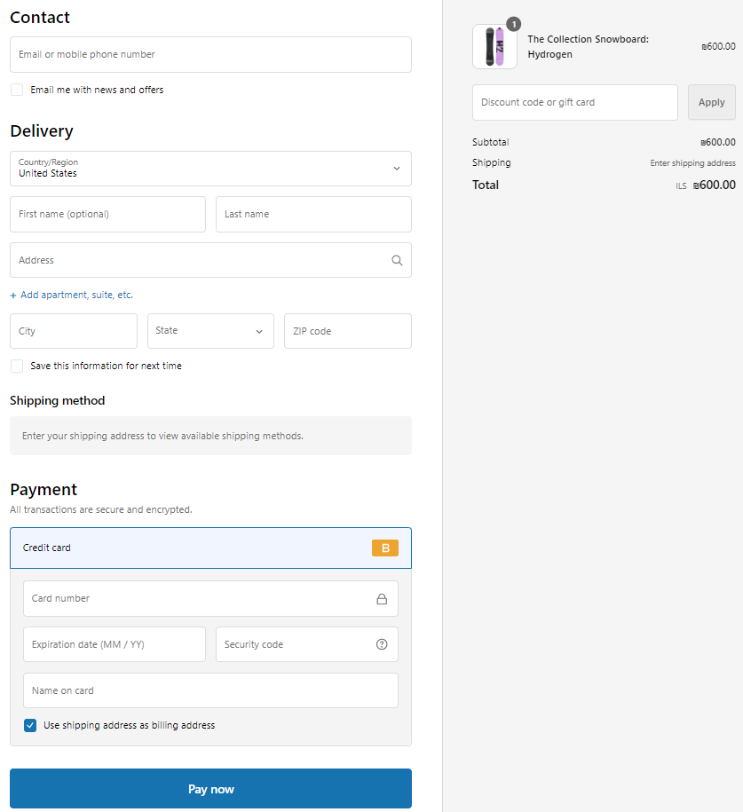 Shopify one-page checkout