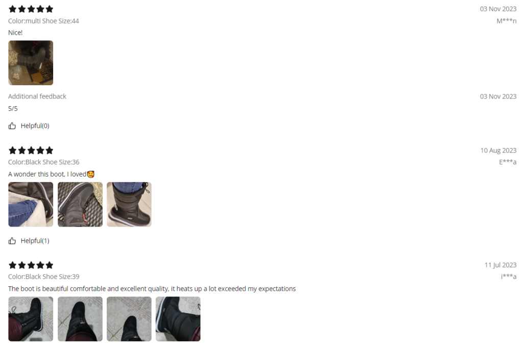 Aliexpress reviews for Women Faux Winter Boots