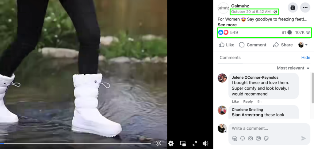 Facebook ad Women Winter Boots