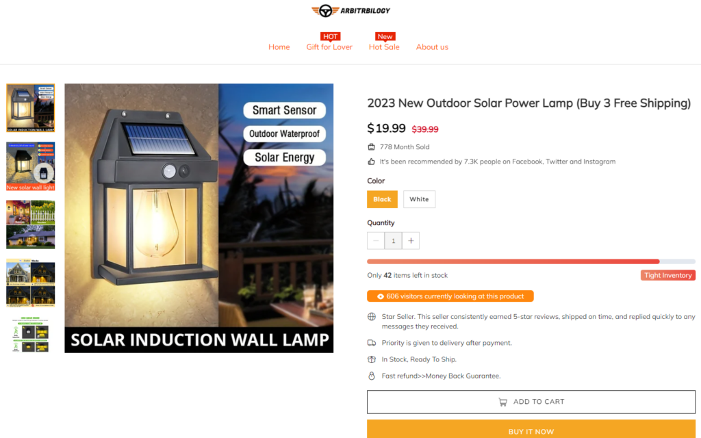 Solar Wall Lamp Shopify Store