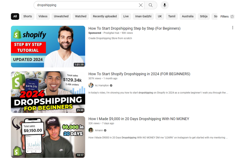 Youtube Dropshipping